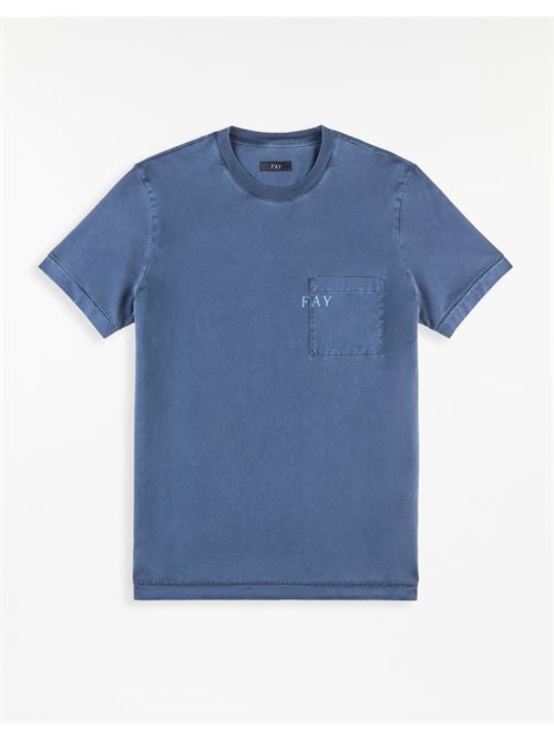 t-shirt uomo taschino cotone blu FAY | NPMB350132TUY1U811